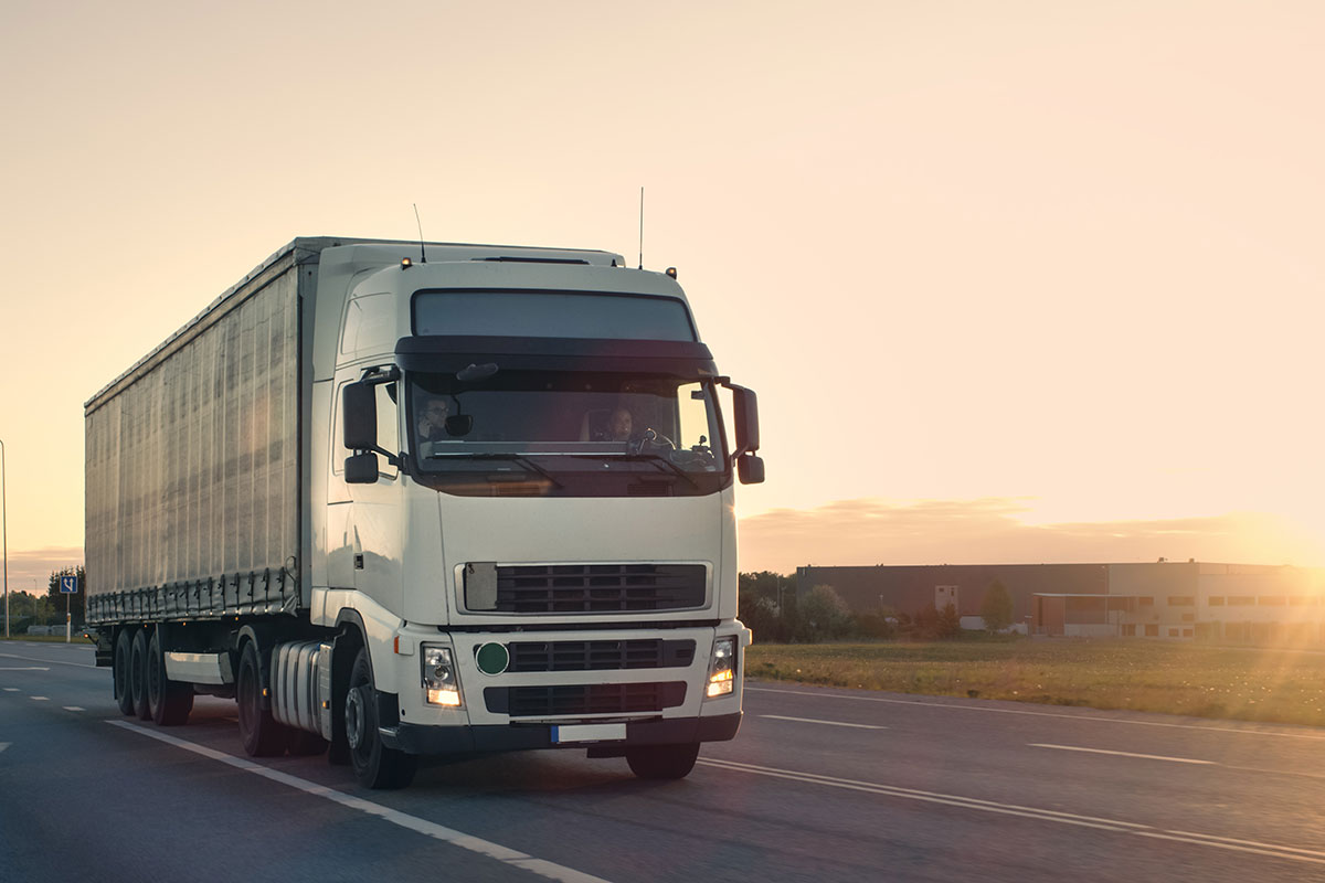 Truck driving on a road