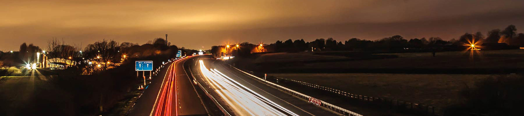 motorway at night with light trails